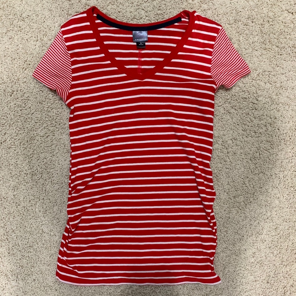 Red striped maternity tee